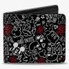 Wallets * | Clearance Sale Disney Mickey Mouse Icon Doodles Collage Bifold Wallet